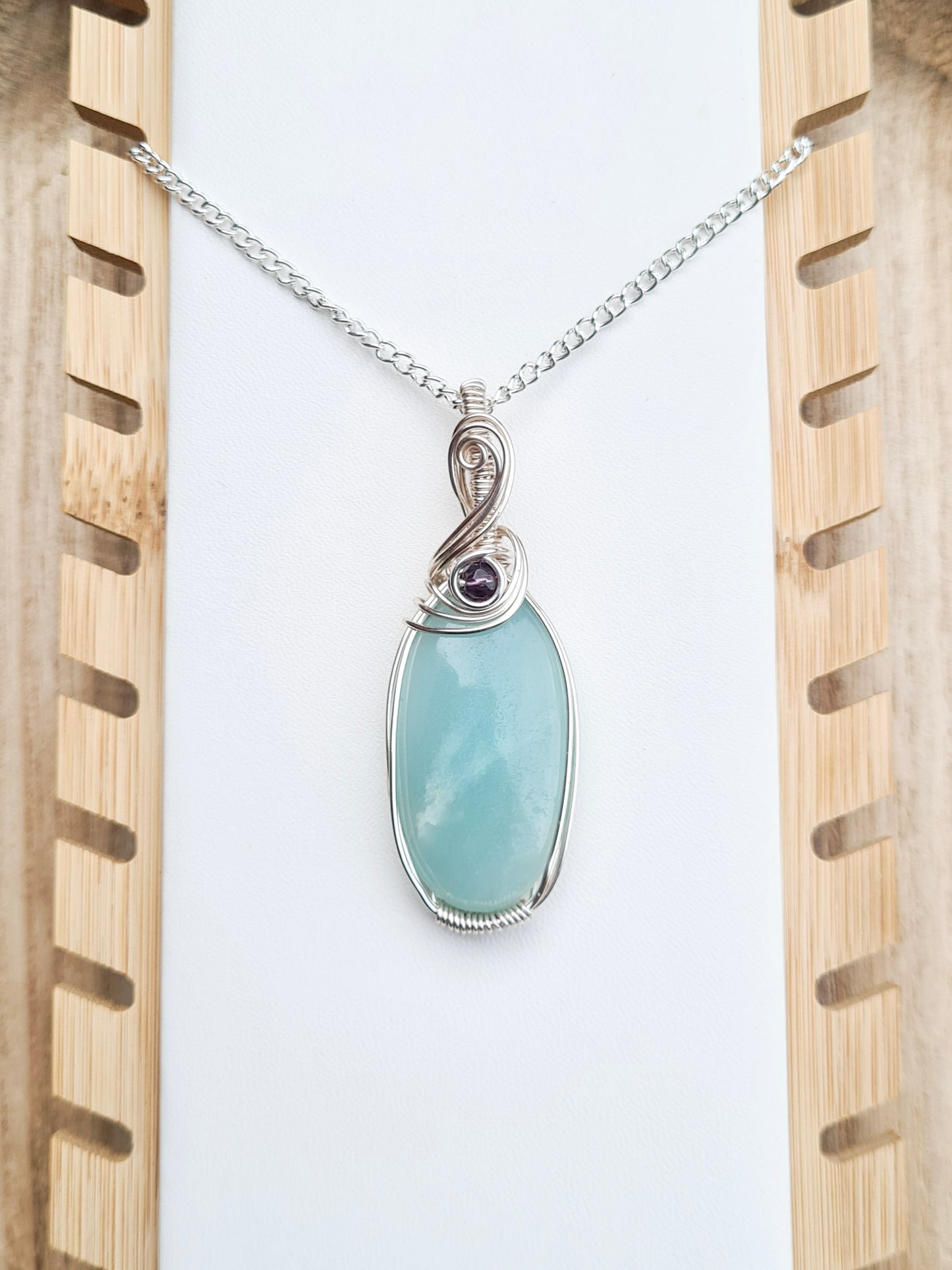 Amazonite Pendant With Amethyst