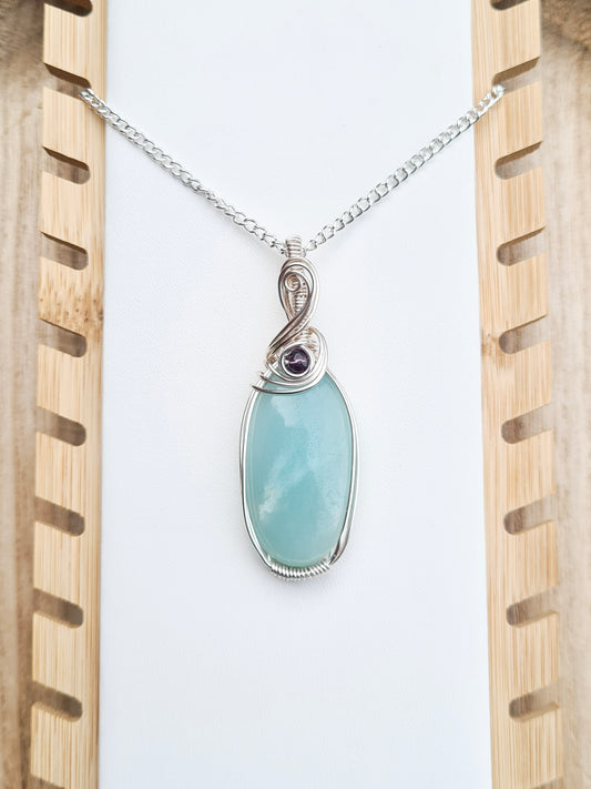 Amazonite Pendant With Amethyst