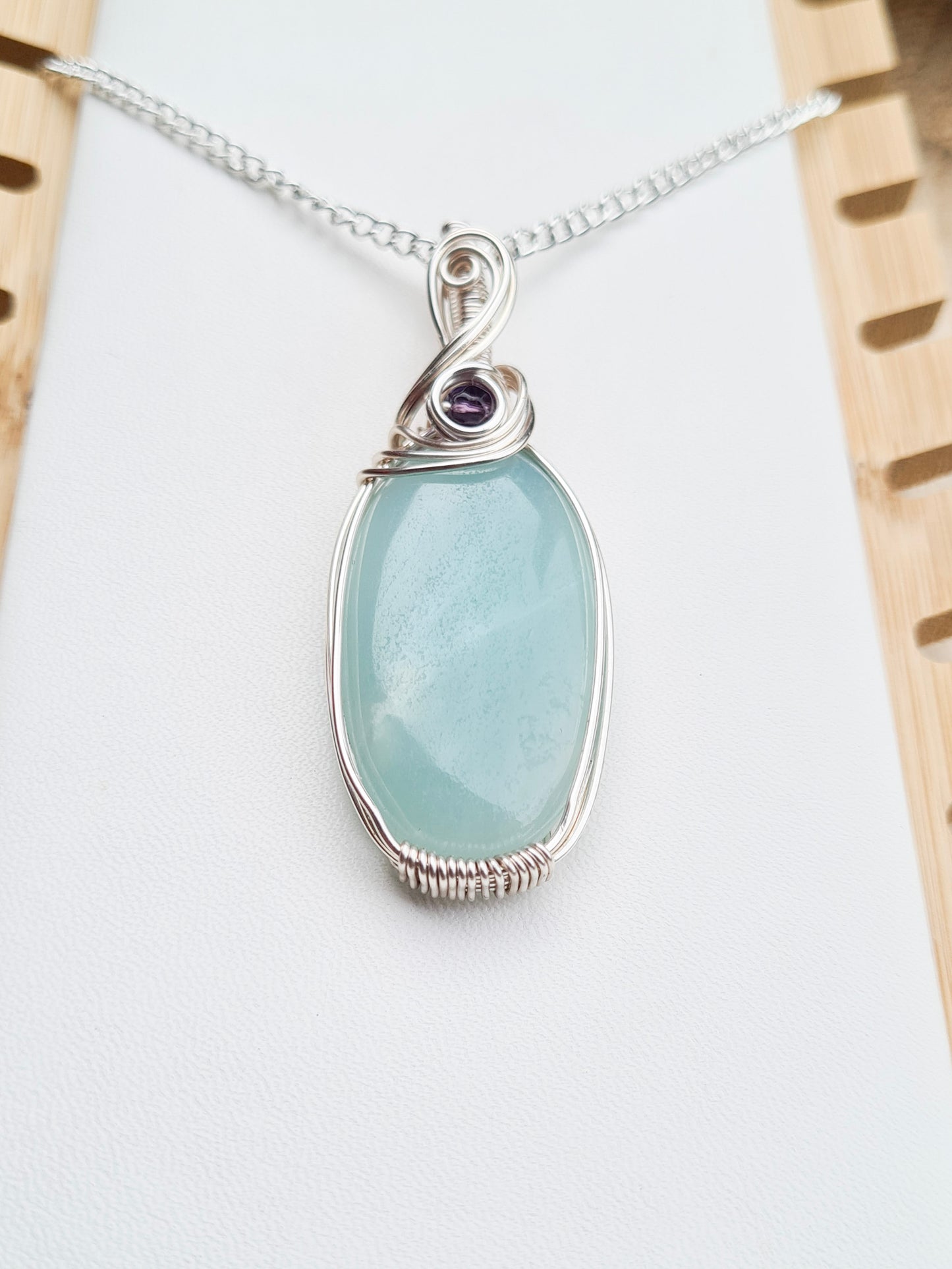 Amazonite Pendant With Amethyst