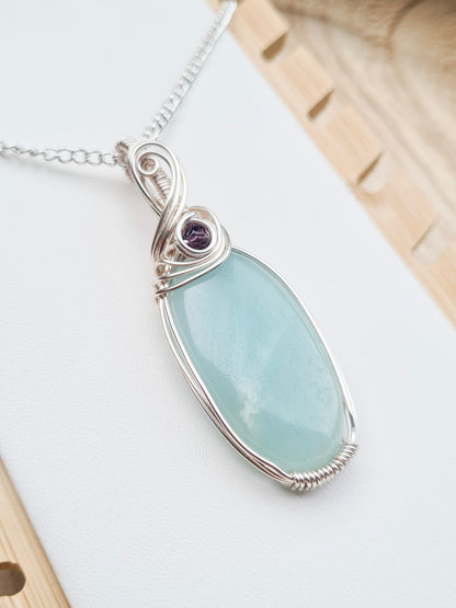 Amazonite Pendant With Amethyst