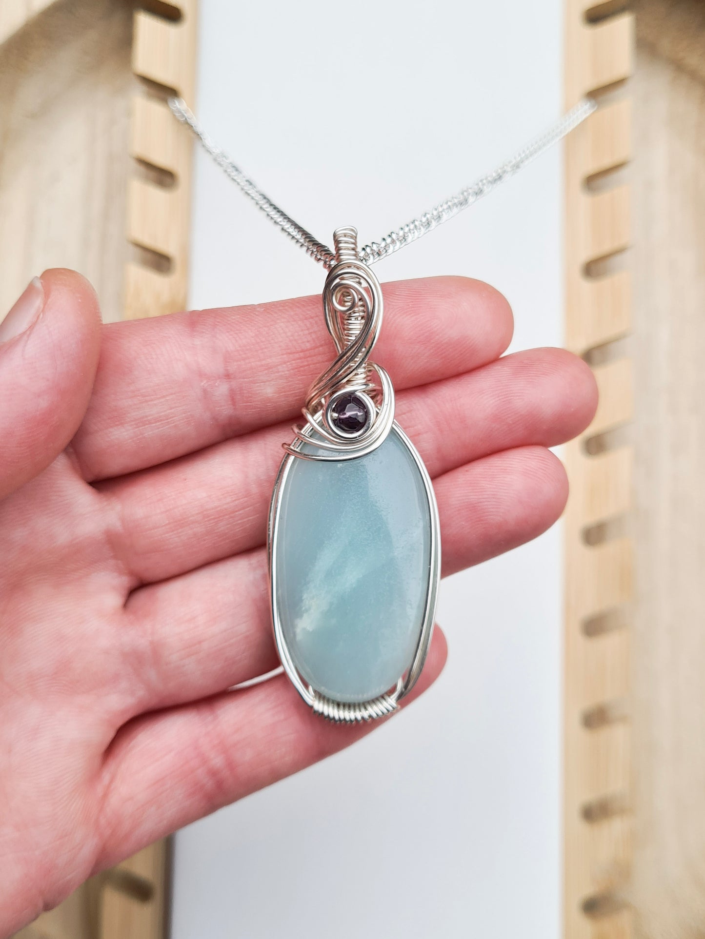 Amazonite Pendant With Amethyst