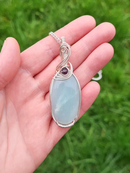 Amazonite Pendant With Amethyst