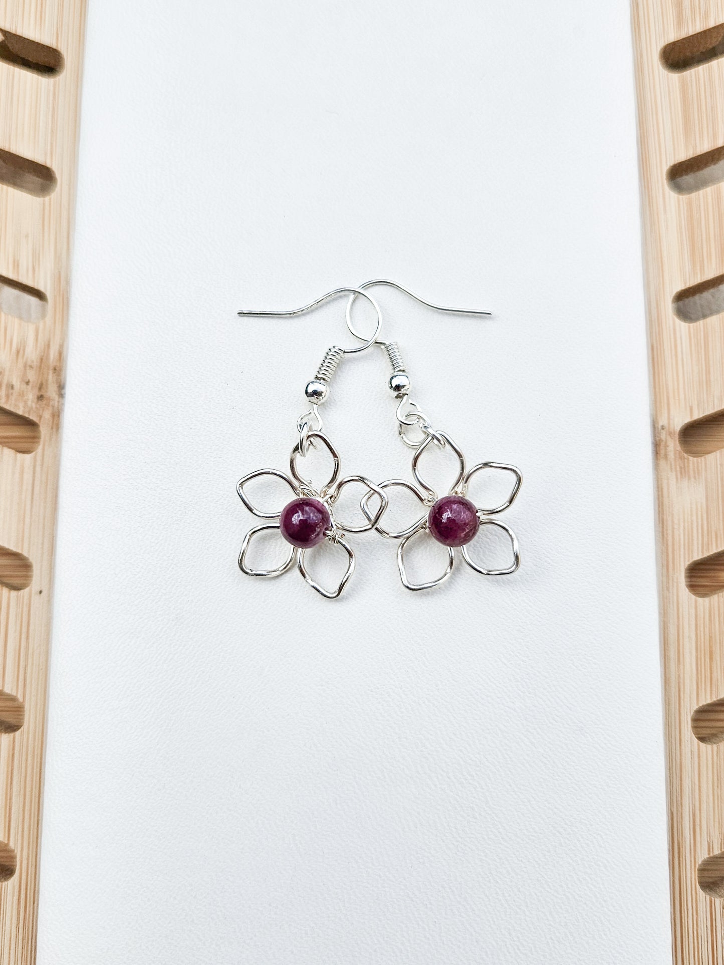 Purple Tourmaline Mini Flower Earrings