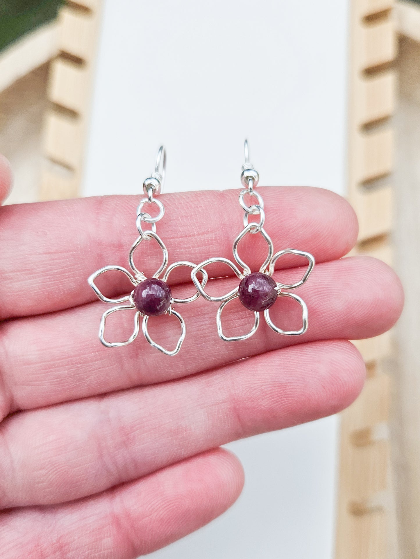 Purple Tourmaline Mini Flower Earrings