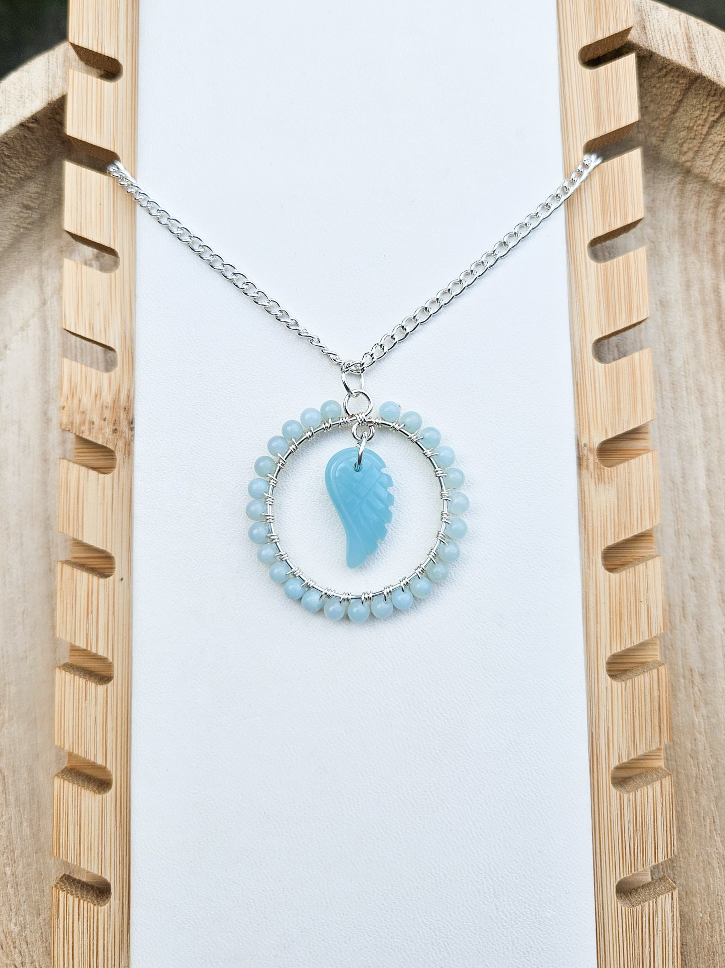 Amazonite Angel Wing Pendant