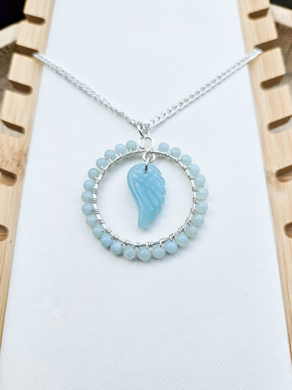 Amazonite Angel Wing Pendant