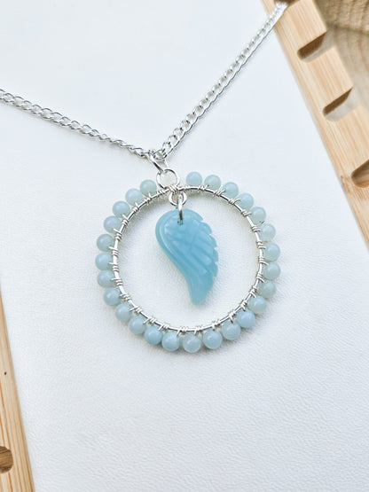 Amazonite Angel Wing Pendant