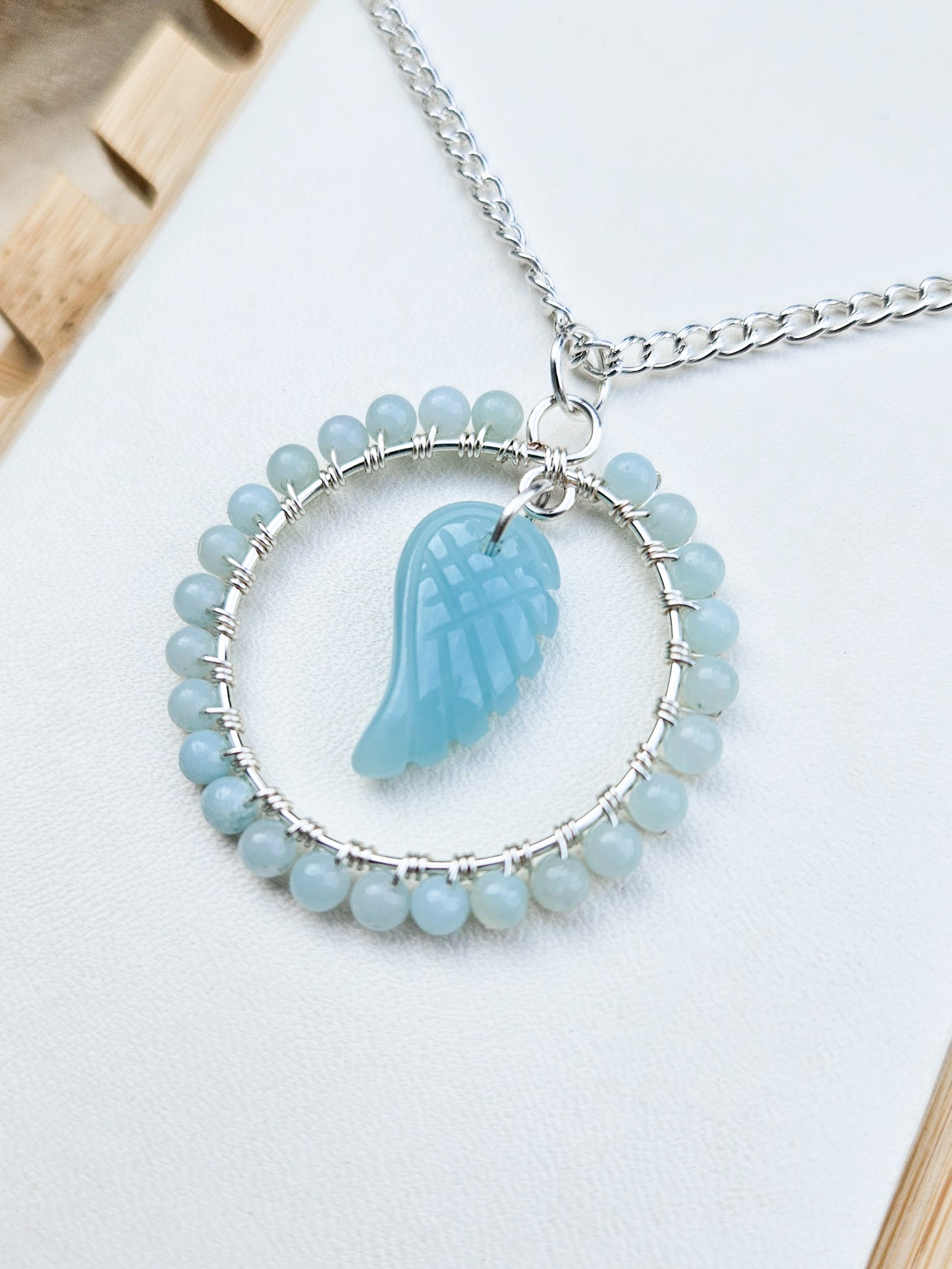 Amazonite Angel Wing Pendant