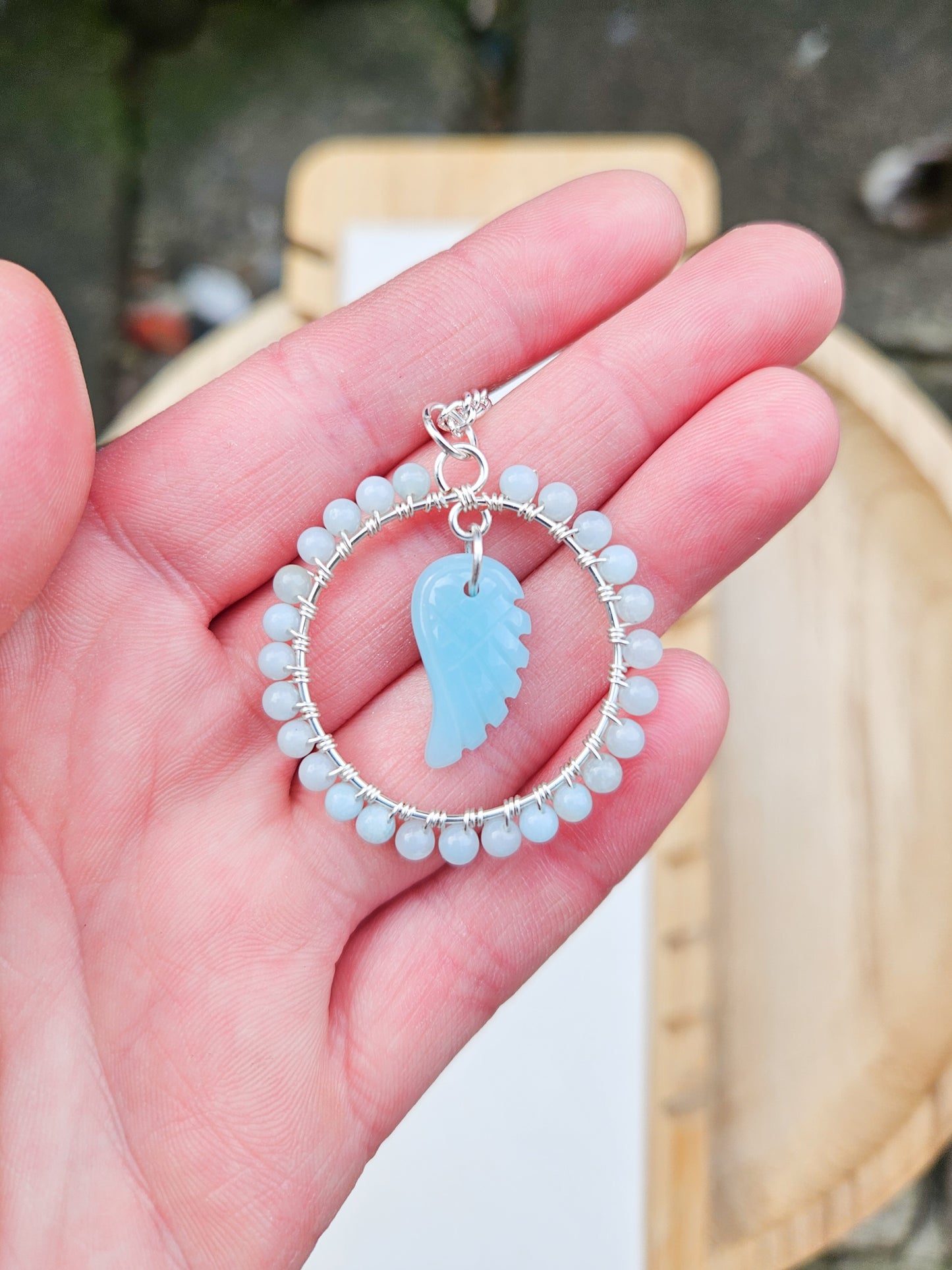 Amazonite Angel Wing Pendant