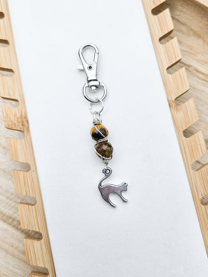 Zero Waste: Tiger's Eye & Cat Charm Clip