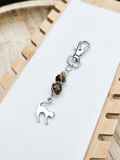 Zero Waste: Tiger's Eye & Cat Charm Clip