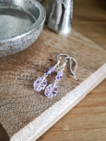 Sterling Carved Amethyst Earrings