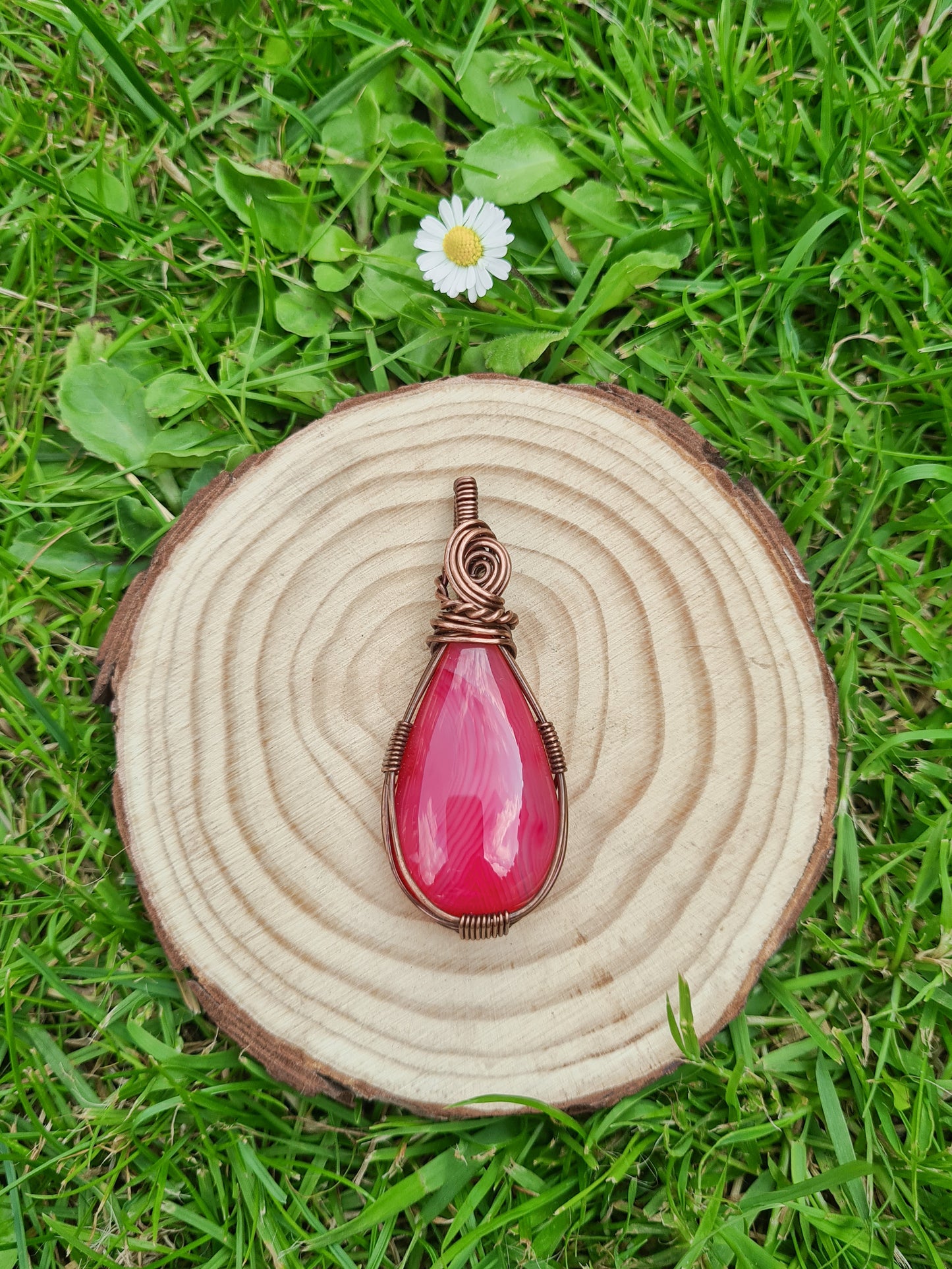 Copper Pink Agate Pendant