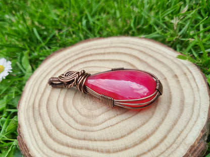 Copper Pink Agate Pendant