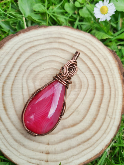 Copper Pink Agate Pendant