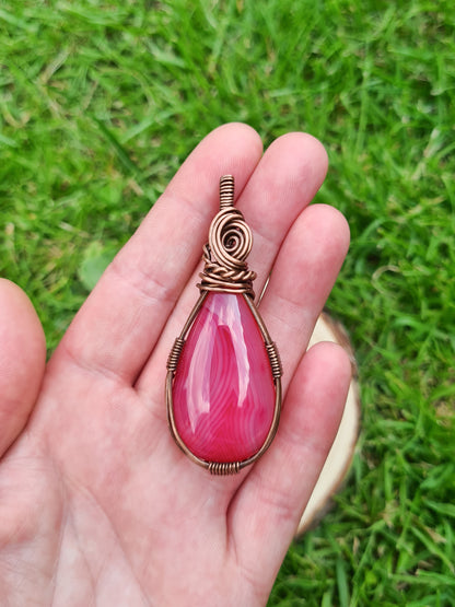 Copper Pink Agate Pendant