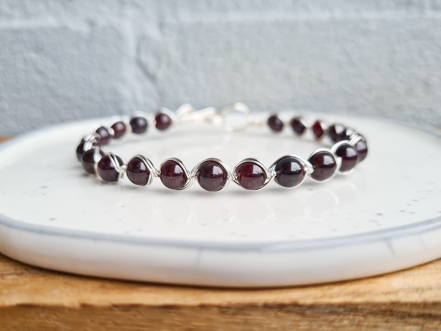 Garnet Wire Wrapped Bracelet