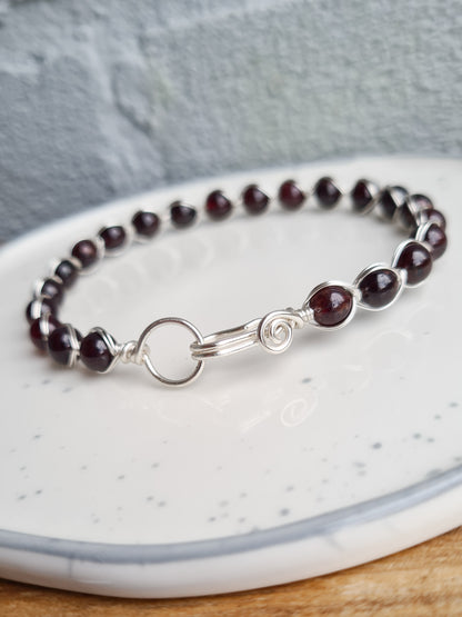 Garnet Wire Wrapped Bracelet