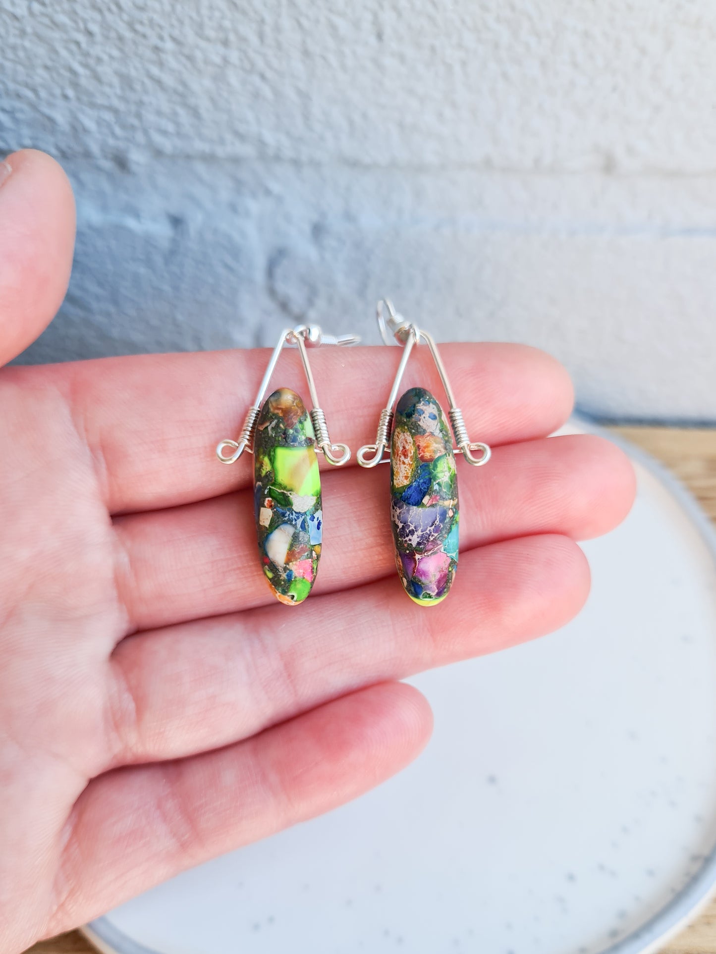 Rainbow Sediment Jasper Earrings