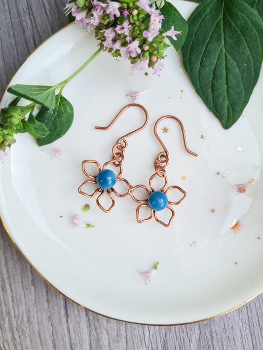 Mini Copper Flower Earrings