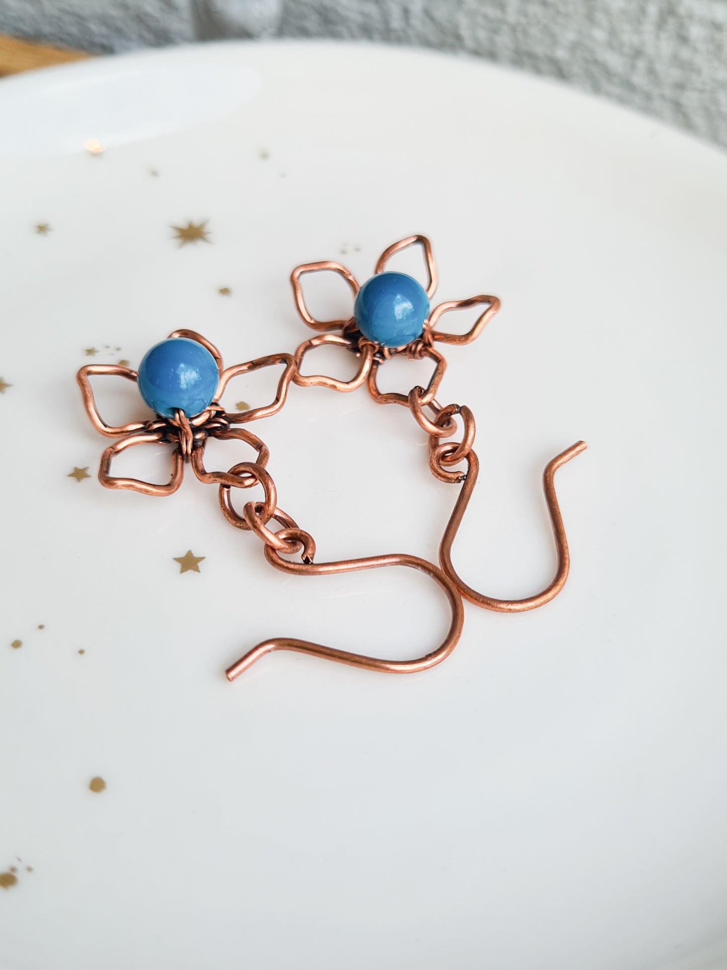 Mini Copper Flower Earrings