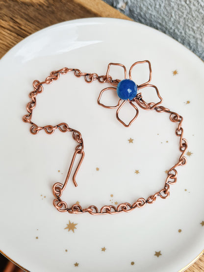 Blue Flower Copper Bracelet