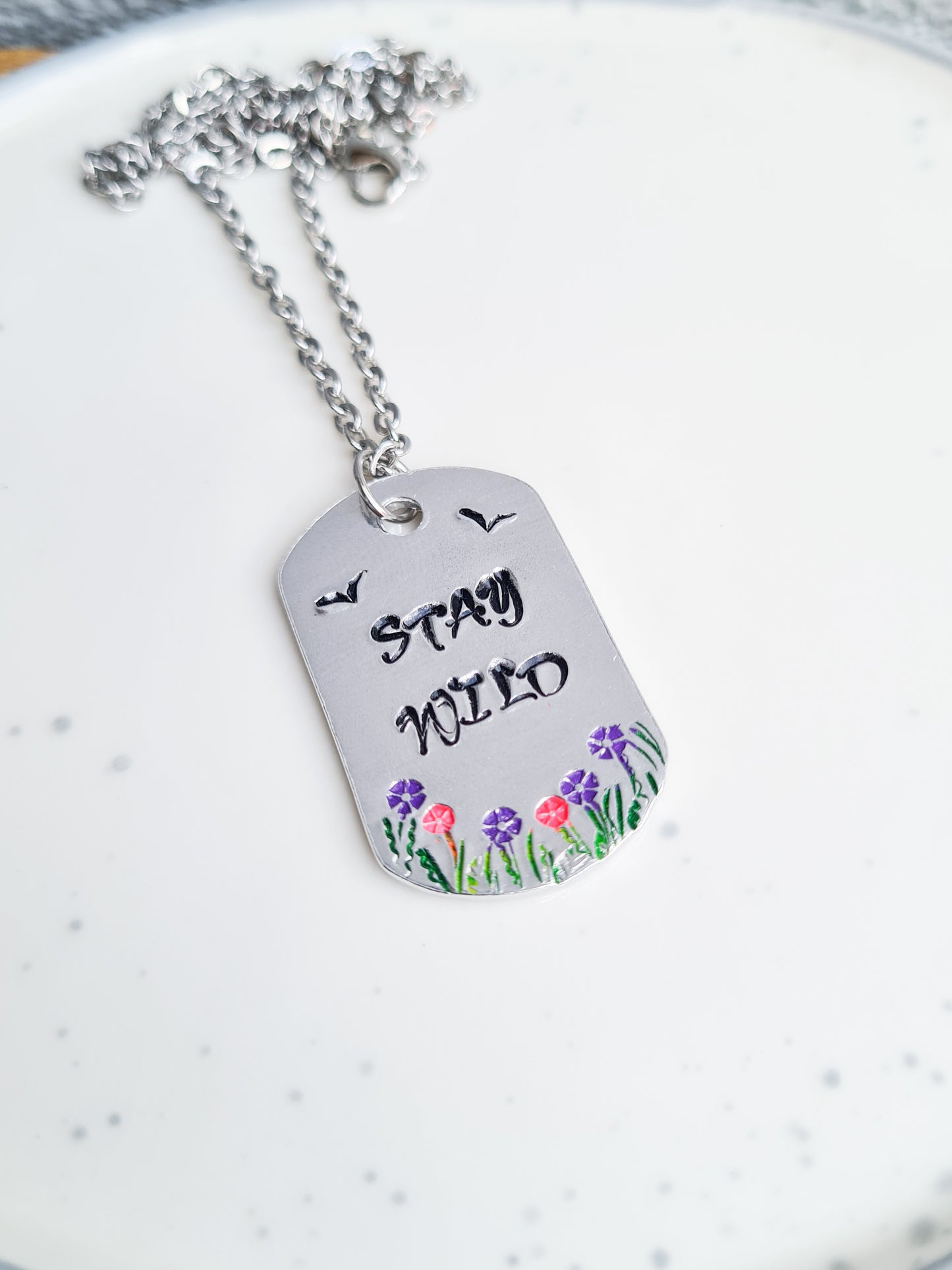 'Stay Wild' Hand Stamped Necklace