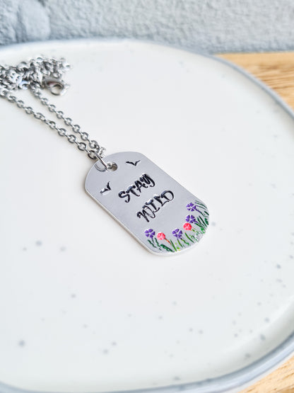 'Stay Wild' Hand Stamped Necklace