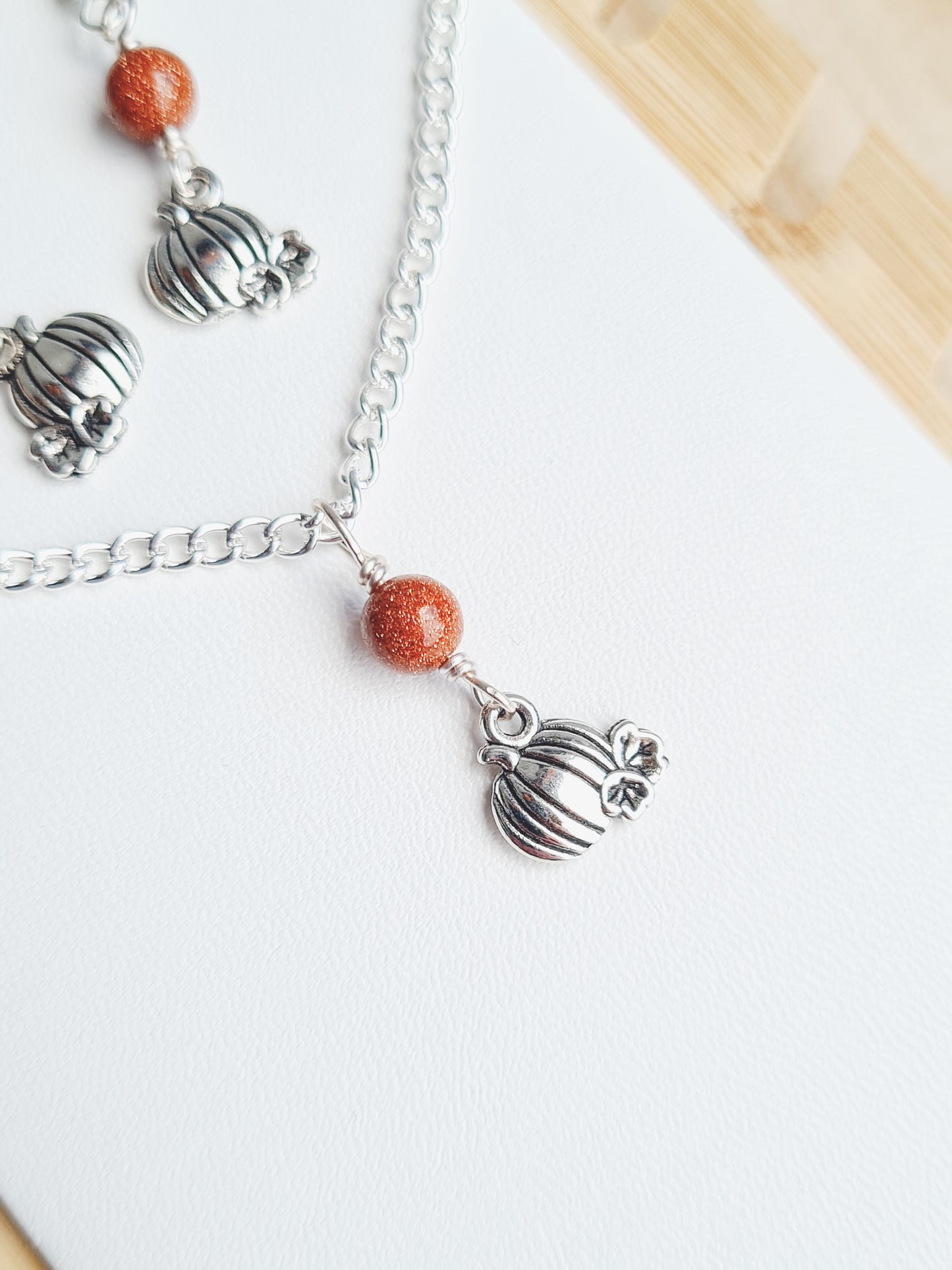 Mini Pumpkin Charm Necklace & Earrings Set