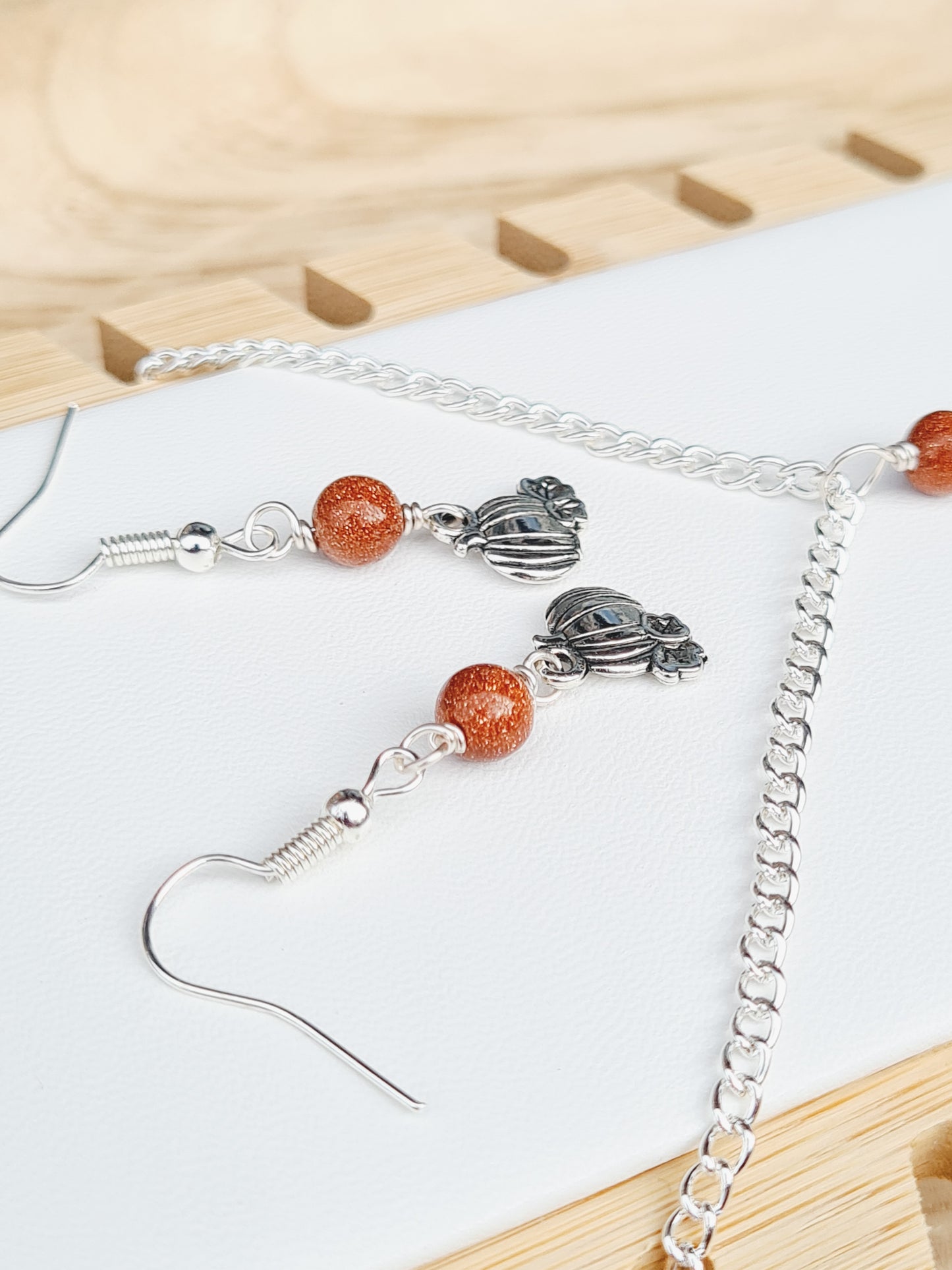 Mini Pumpkin Charm Necklace & Earrings Set