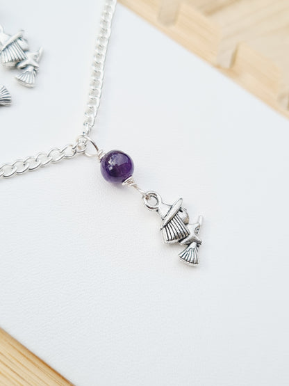 Mini Witch Charm Necklace & Earrings Set