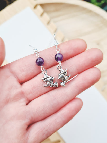 Mini Witch Charm Necklace & Earrings Set