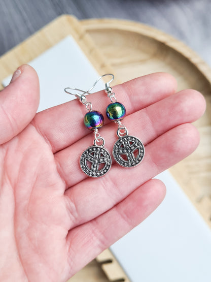 Small Rainbow Peace Earrings