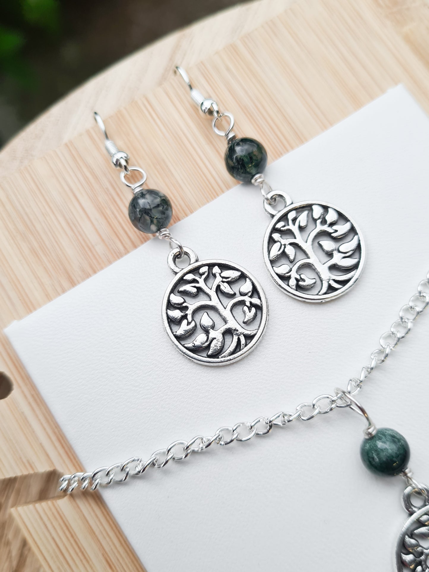 Tree Of Life Charm Necklace & Earrings Set