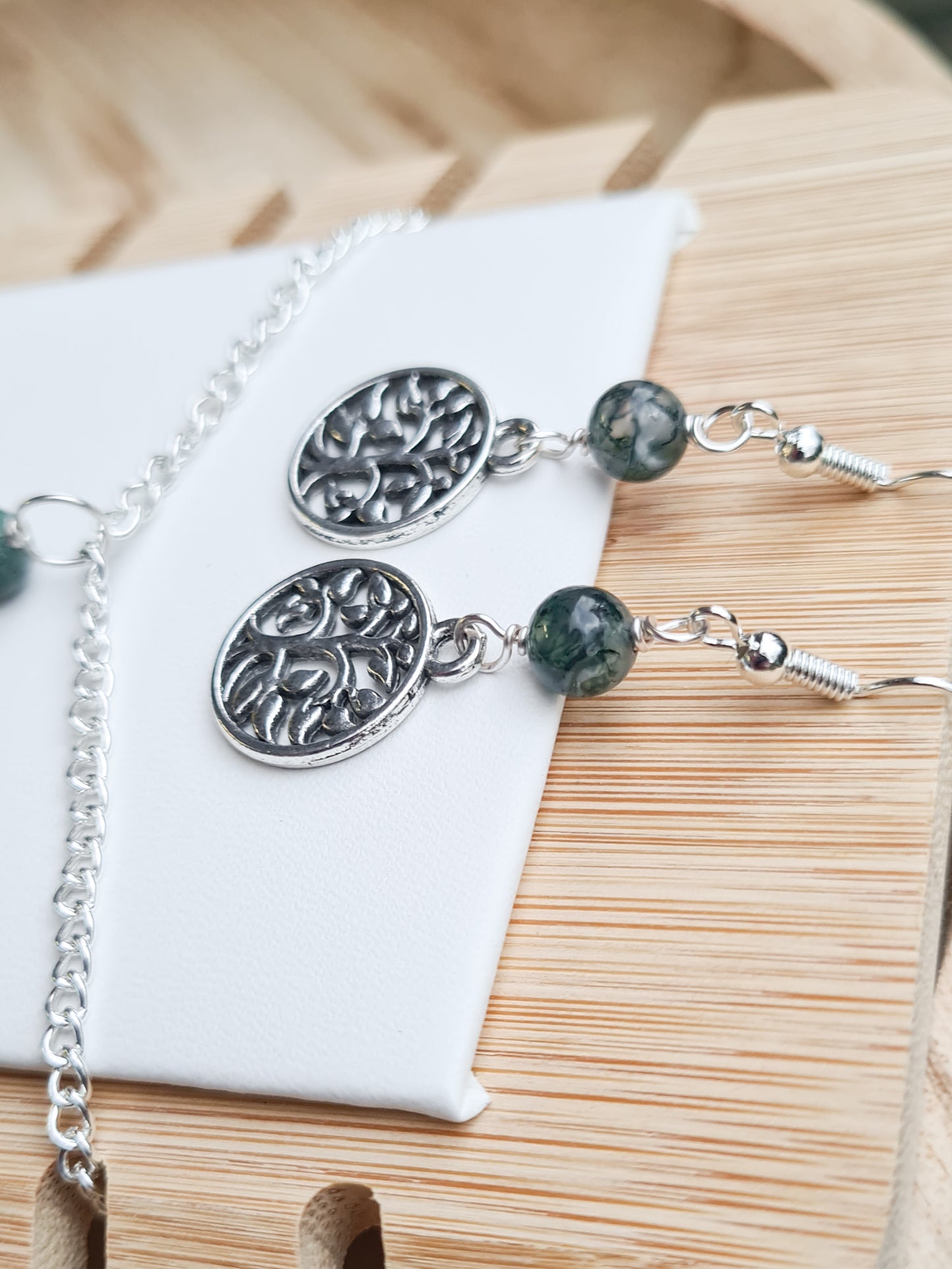 Tree Of Life Charm Necklace & Earrings Set