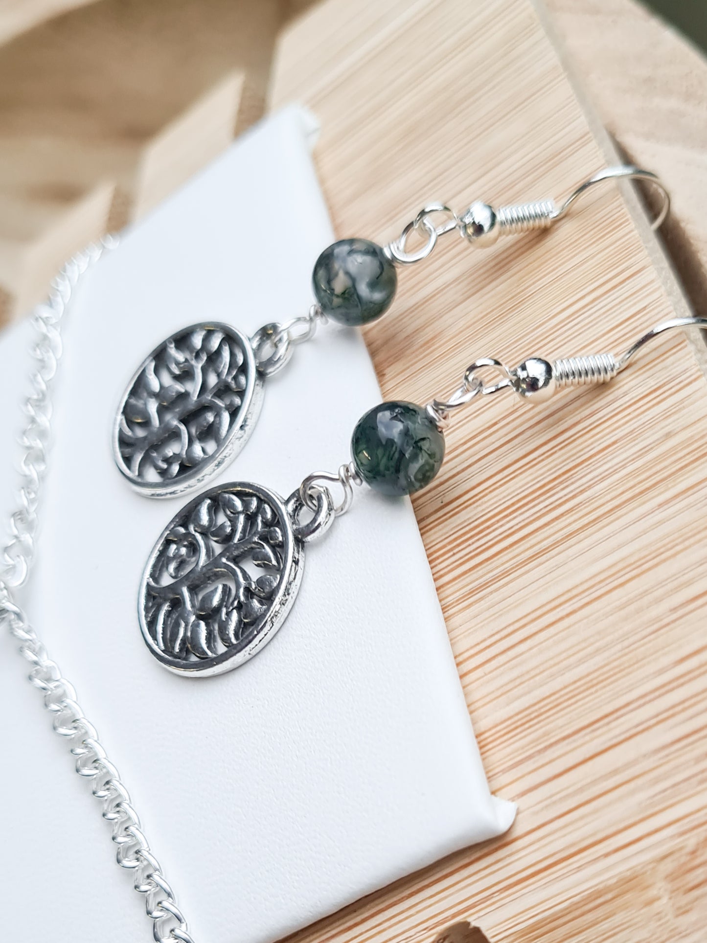 Tree Of Life Charm Necklace & Earrings Set