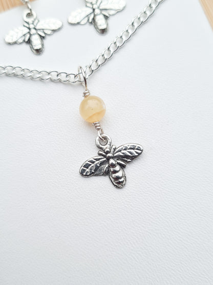 Mini Bee Charm Necklace & Earrings Set