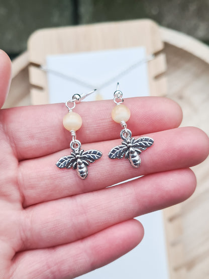 Mini Bee Charm Necklace & Earrings Set