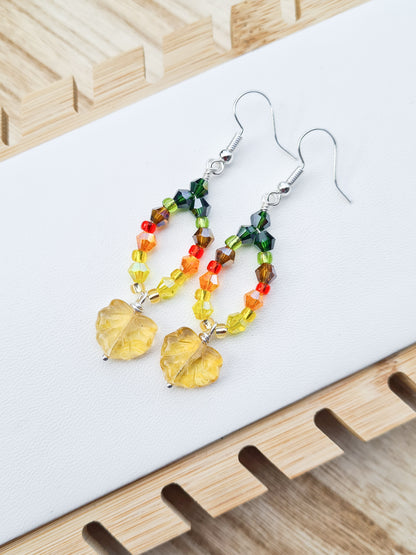 Yellow Preciosa Leaf Beaded Earrings