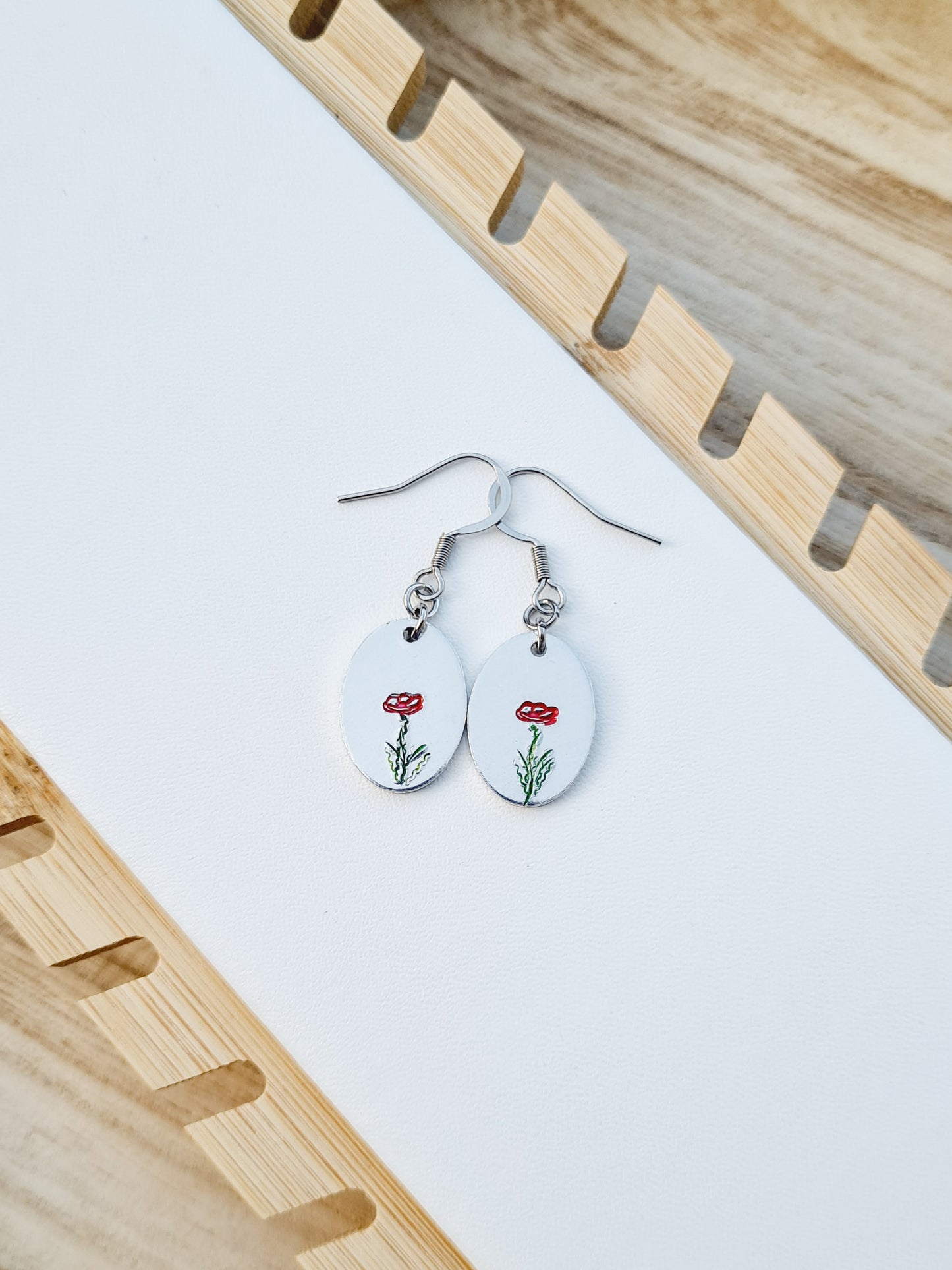 Limited Edition Oval Poppy Earrings