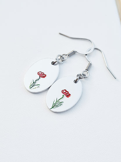 Limited Edition Oval Poppy Earrings