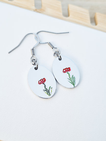 Limited Edition Oval Poppy Earrings