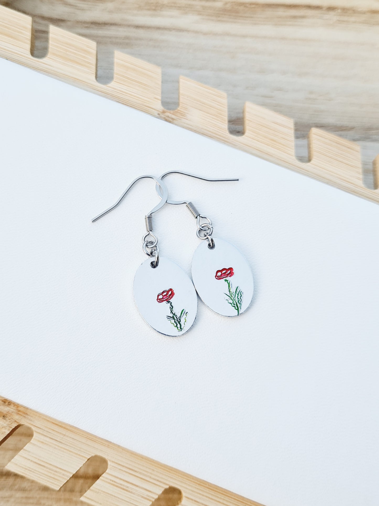 Limited Edition Oval Poppy Earrings