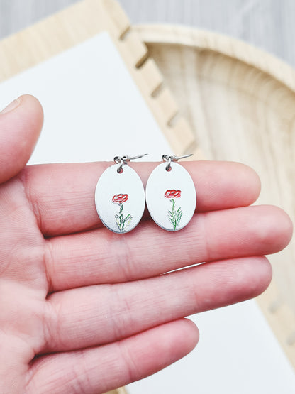 Limited Edition Oval Poppy Earrings